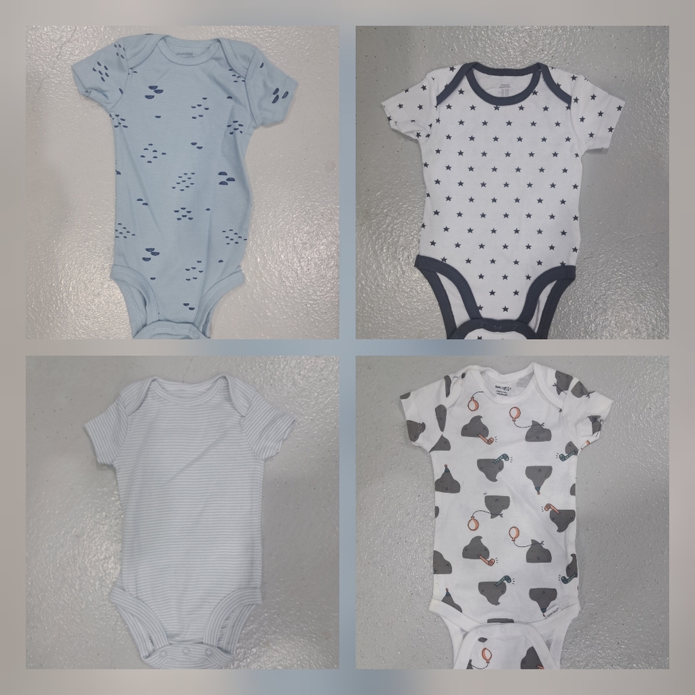 4 Baby Boy Short Sleeve Onsies 3-6month
